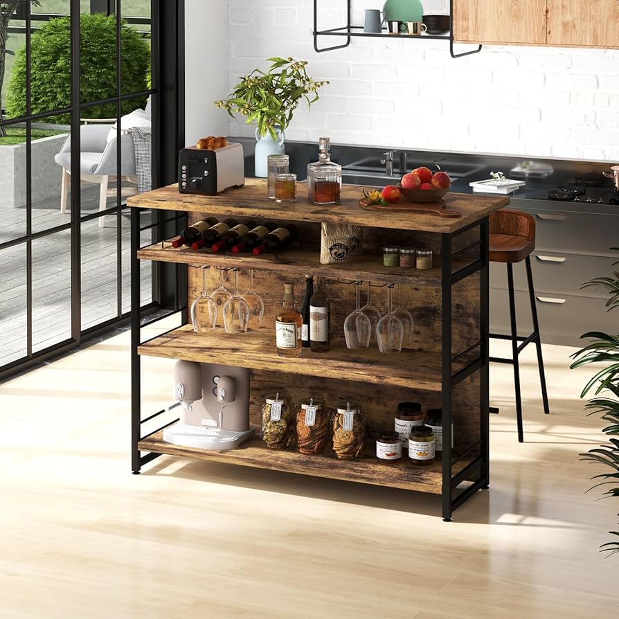 ★ Private Bar Counter Set Amazon.com: Giantex Home Bar Unit, 4 Tier Liquor Bar Table